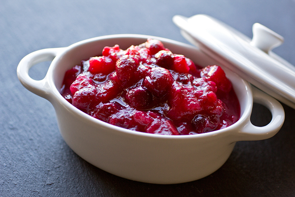 Grand Marnier-Spiked Cranberry Compote with Bartlett Pear