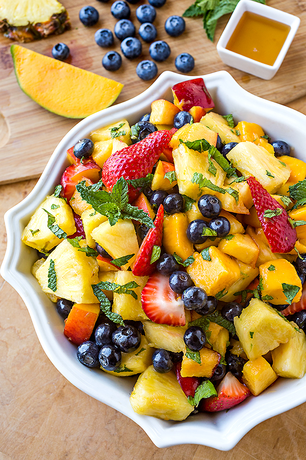Rainbow Fruit Salad with Citrus-Honey Dressing
