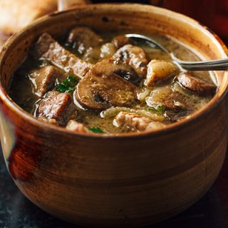 Steak and Ale Soup with Mushrooms | thecozyapron.com