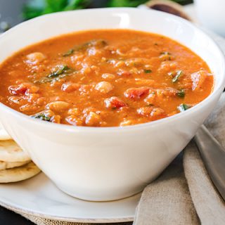 Spiced Chickpea Soup with Chicken | thecozyapron.com