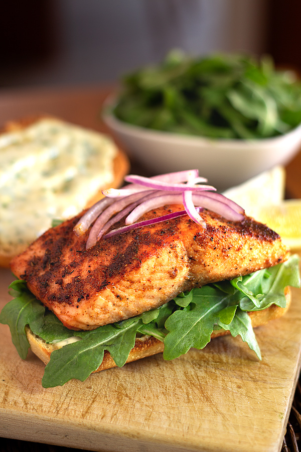 Open faced Cajun Salmon Sandwich | thecozyapron.com