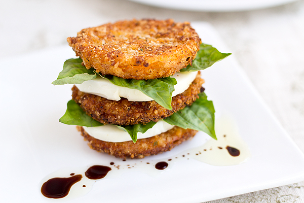 Fried Heirloom Tomatoes Caprese Style