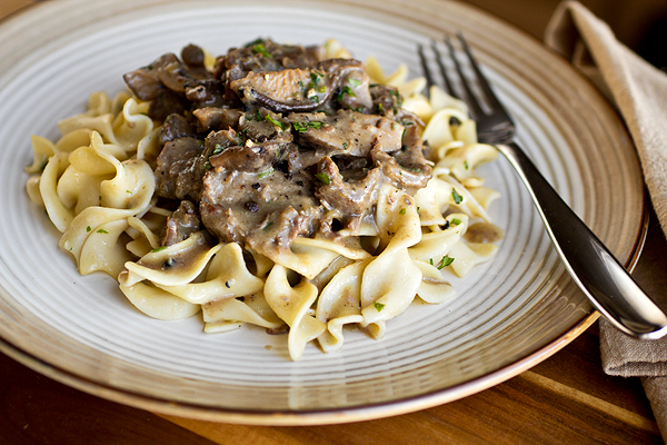 A Cozy Braise: Braised Beef In Mushroom and Cracked-Peppercorn Sauce, Tender To The Bone