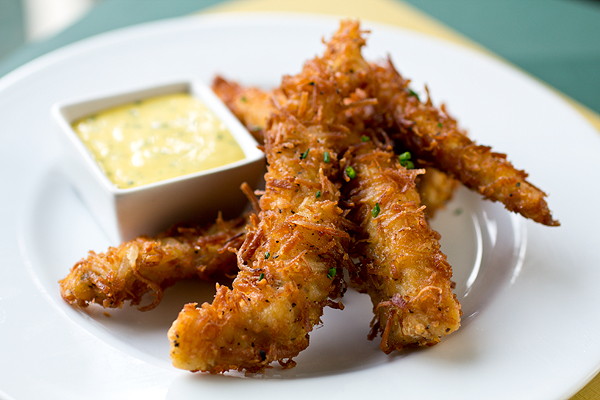 Crunchy Coconut Chicken Strips | thecozyapron.com