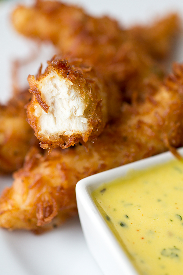 Crunchy Coconut Chicken Strips | thecozyapron.com