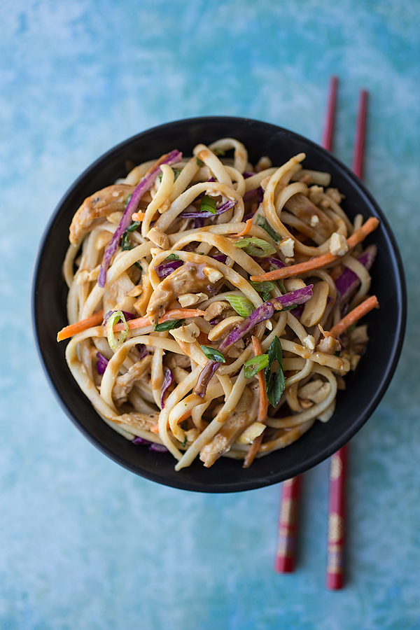 Asian Noodle Salad with Peanut Dressing | thecozyapron.com