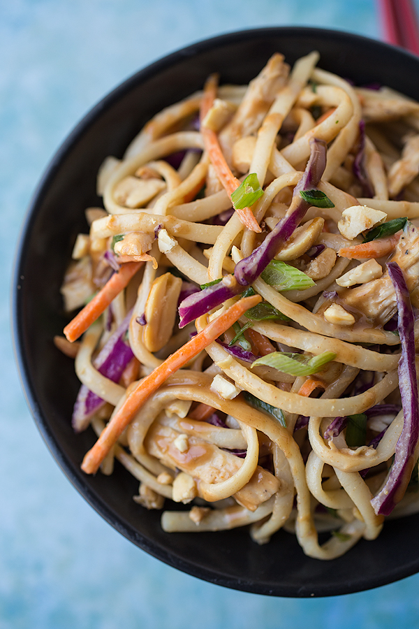 Asian Noodle Salad with Peanut Dressing | thecozyapron.com