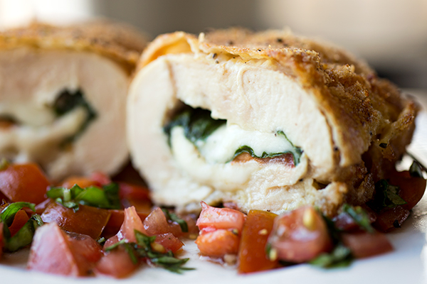 Crispy Stuffed Chicken Caprese | thecozyapron.com