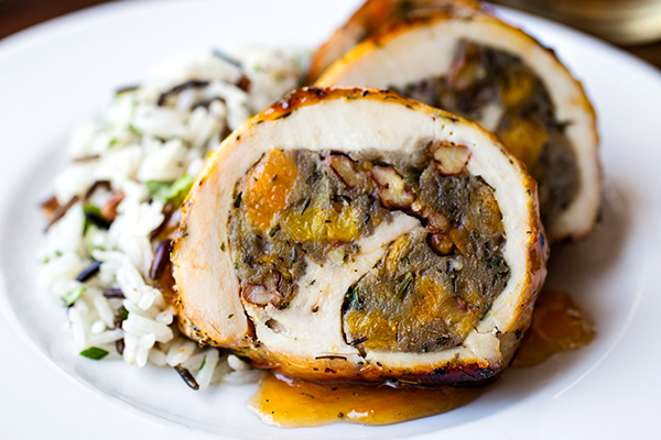 Chicken Roulade with Apricot Whiskey Glaze | thecozyapron.com
