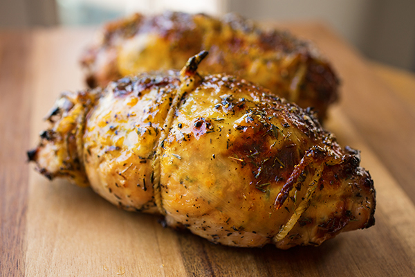 Chicken Roulade with Apricot Whiskey Glaze, fresh out of the oven | thecozyapron.com