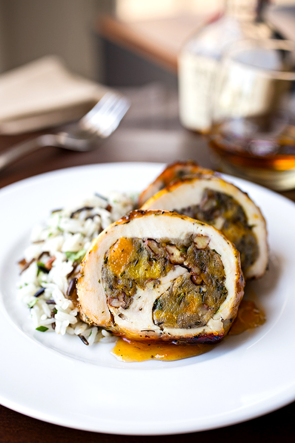 Chicken Roulade with Apricot Whiskey Glaze | thecozyapron.com