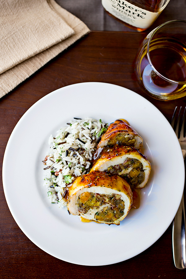 Chicken Roulade with Apricot Whiskey Glaze | thecozyapron.com