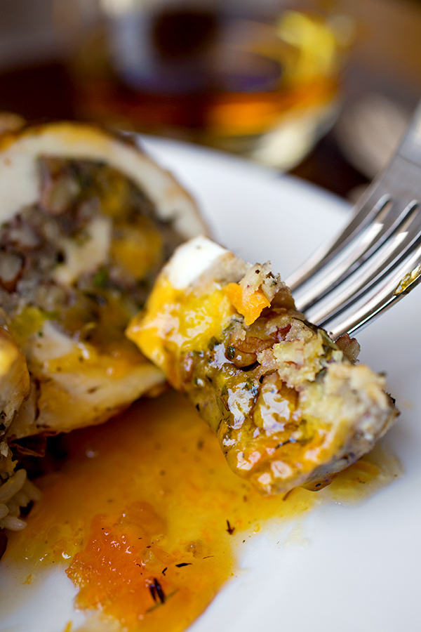 Chicken Roulade with Apricot Whiskey Glaze | thecozyapron.com
