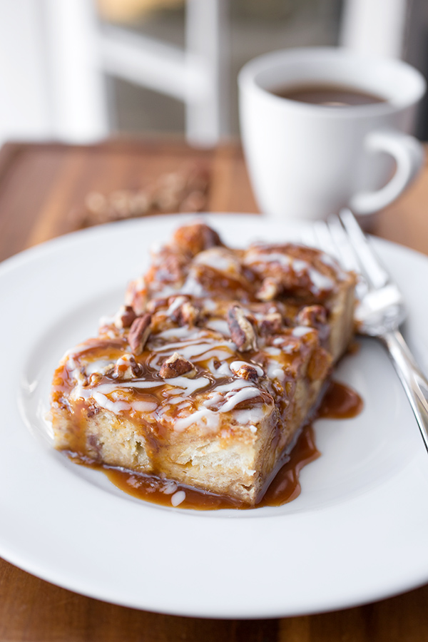 Cinnamon Roll Casserole on a Plate | thecozyapron.com