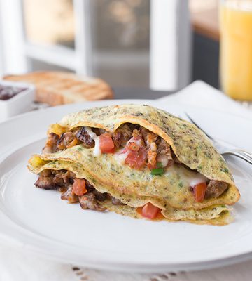 Egg Crepes with Sausage and Pancetta | thecozyapron.com