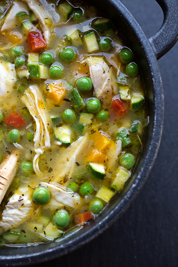 Simple Lemony Chicken & Spring Veggie Soup