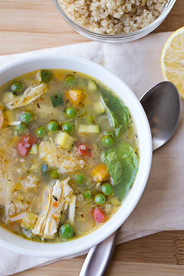 Lemony Chicken & Spring Veggie Soup w/ Quinoa