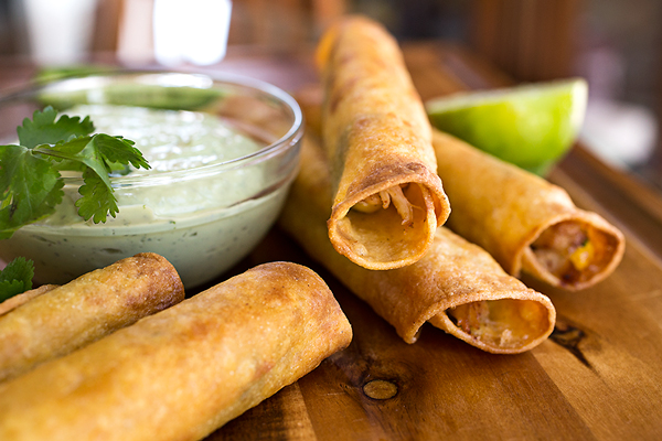 Chicken Taquitos with Avocado Ranch Dipping Sauce