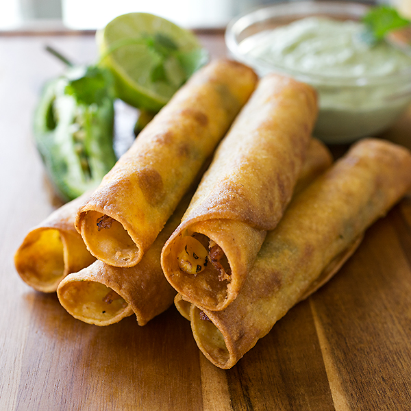 Chicken Taquitos with Avocado Ranch Dipping Sauce | thecozyapron.com