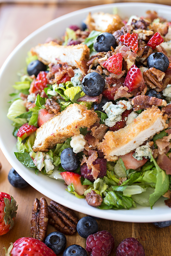 Crispy Chicken Salad with Raspberry Vinaigrette | The Cozy Apron