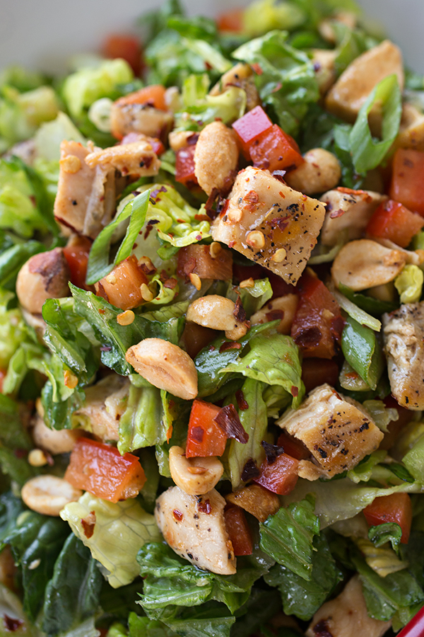 Kung Pao Chicken Chopped Salad with Szechuan Dressing