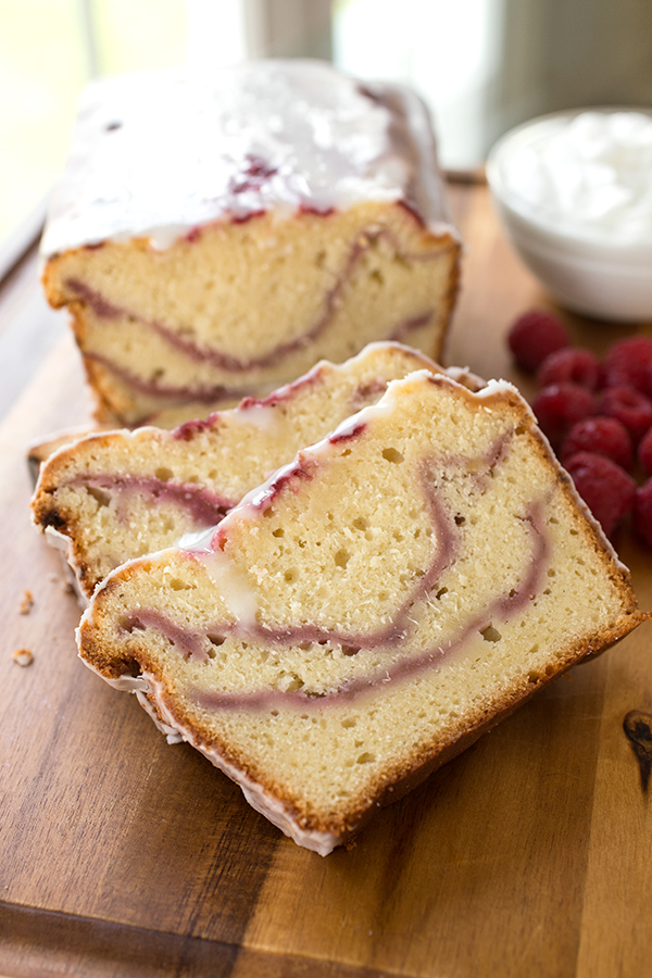 Yogurt Cake with Raspberry Swirl | thecozyapron.com