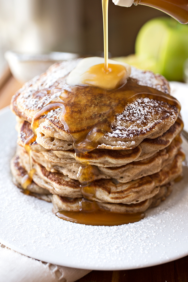 Apple Pancakes with Warm Cider Syrup | thecozyapron.com