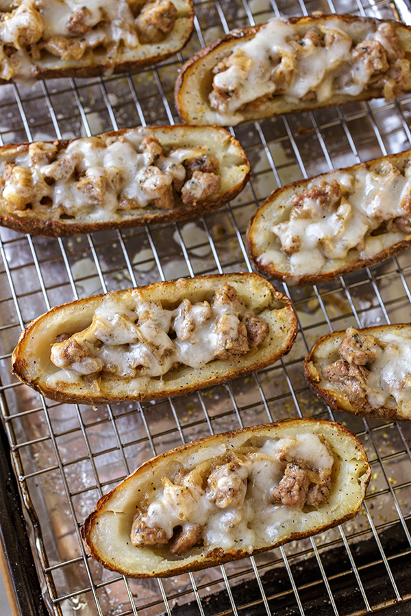 Oktoberfest Potato Skins on a Wire Rack | thecozyapron.com