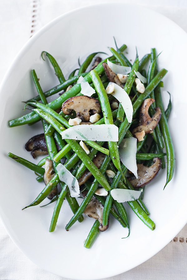 Buttery French Green Beans with Garlic-Sauteed Mushrooms