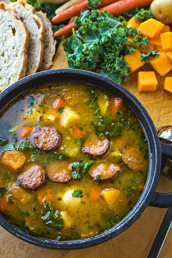 Harvest Stew with Smoked Sausage in a Pot | thecozyapron.com