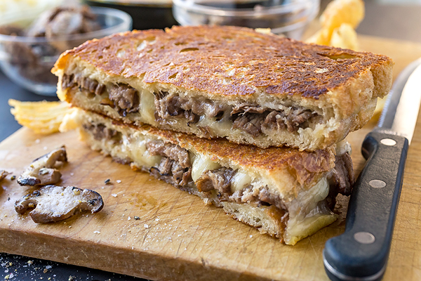 Steak and Mushroom Grilled Cheese, the Gooey and the Crisp Together in One Bite
