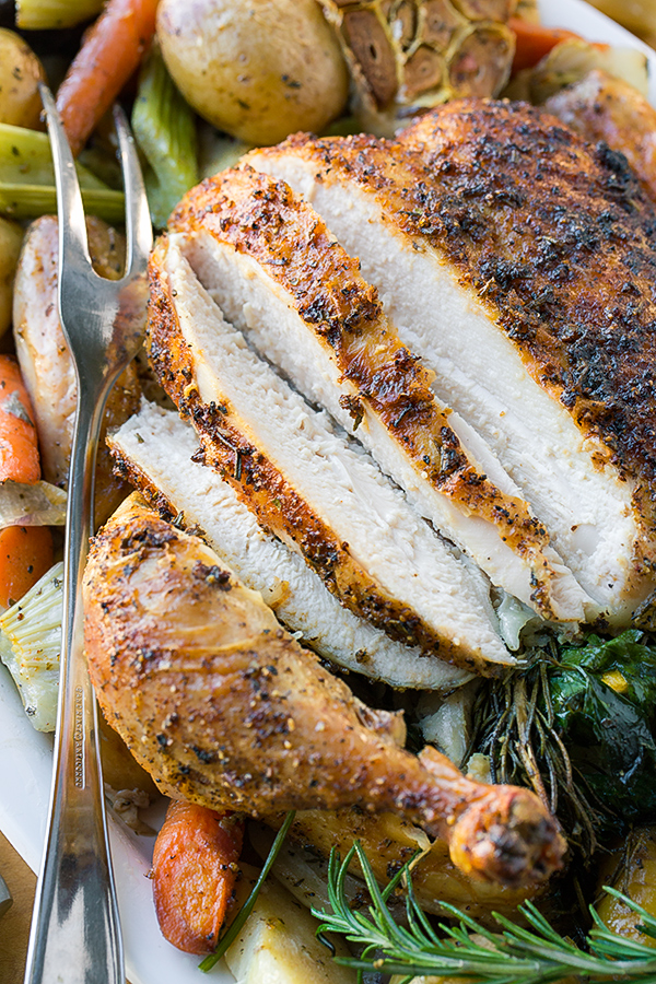 Sliced Roast Chicken with Vegetables | thecozyapron.com