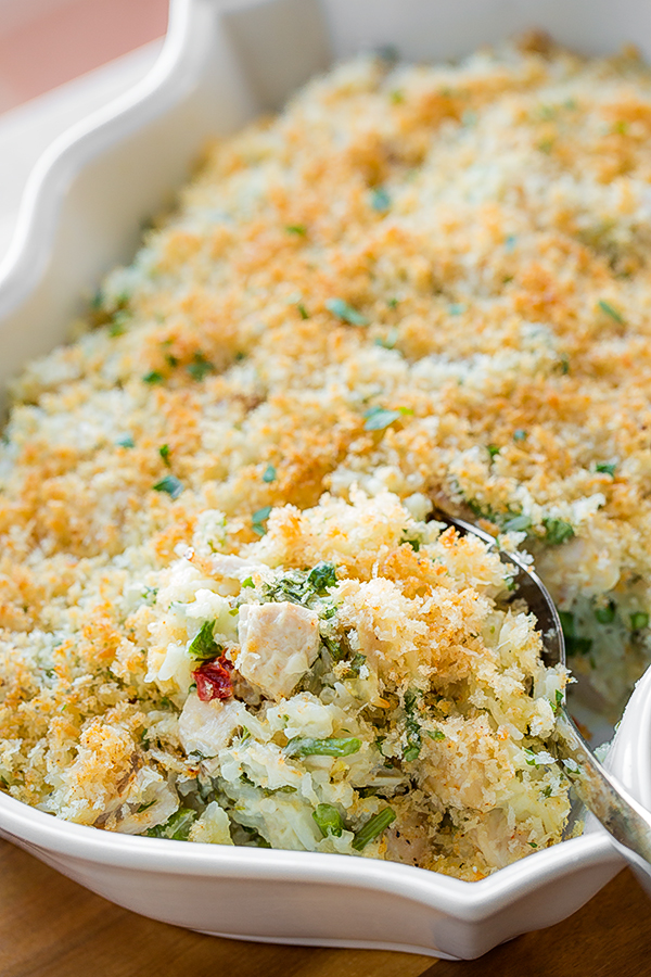 Chicken and Rice Casserole in Baking Dish | thecozyapron.com