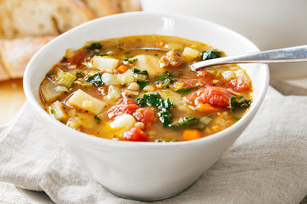 Italian Vegetable Soup with Spicy Sausage