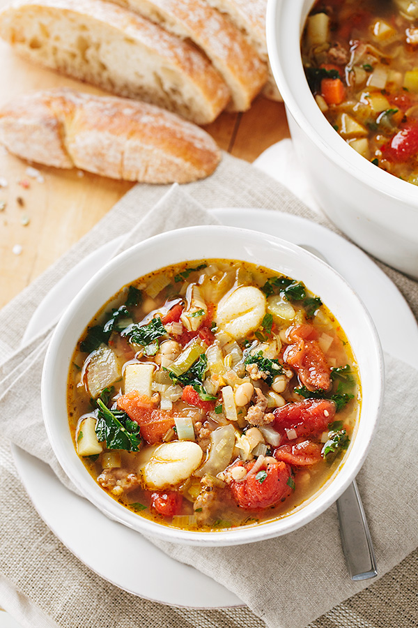 Italian Vegetable Soup with Spicy Sausage | thecozyapron.com