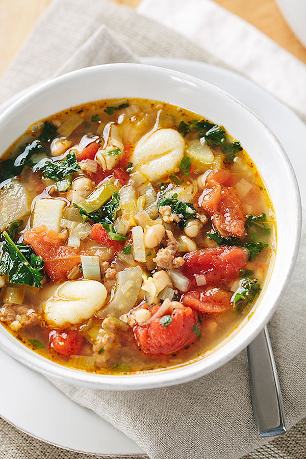 Italian Vegetable Soup with Spicy Sausage | thecozyapron.com