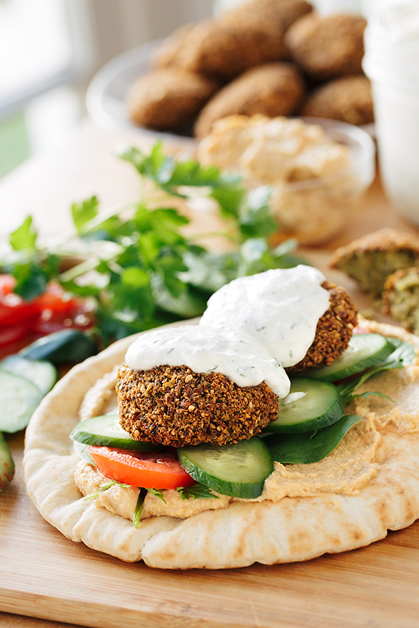 Falafel Wrap with Lemon-Garlic Dill Sauce | thecozyapron.com