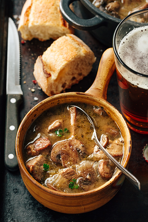 Steak and Ale Soup with Mushrooms | thecozyapron.com