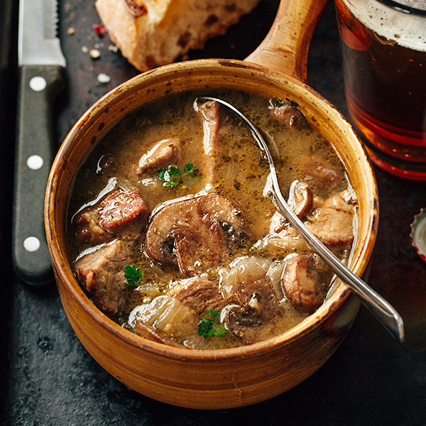 Steak and Ale Soup with Mushrooms | thecozyapron.com