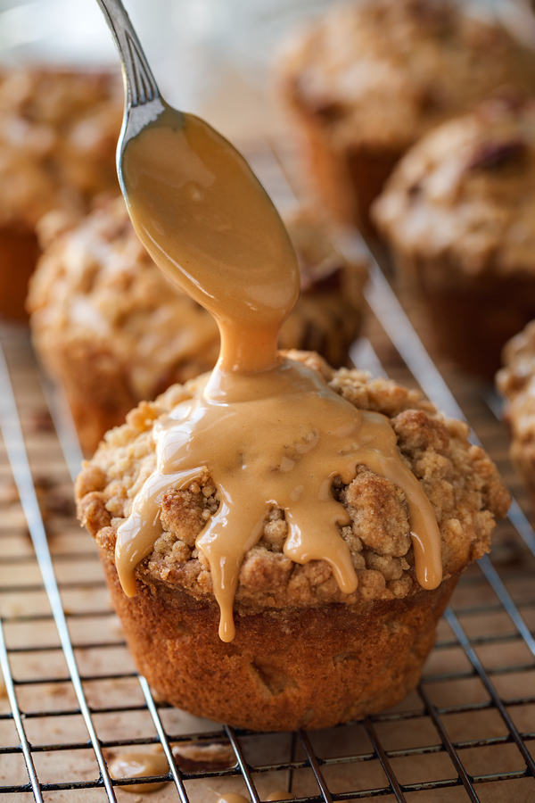 Apple Muffins with Caramel Glaze | thecozyapron.com