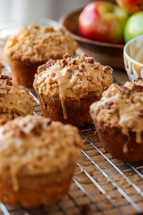 Apple Muffins with Caramel Glaze | thecozyapron.com