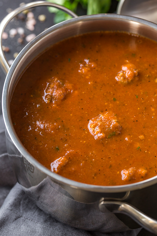 Pot of Rigatoni Meatball Soup