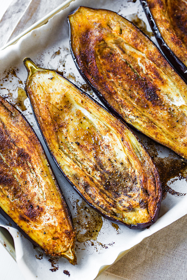 Roasted Eggplant for Stuffed Eggplant Recipe | thecozyapron.com