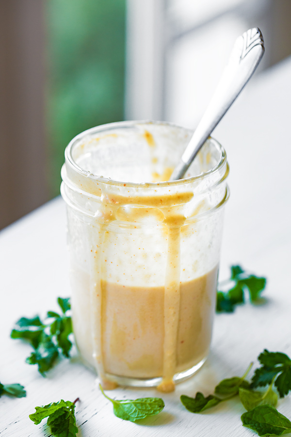 Garlic Tahini Sauce for Stuffed Eggplant | thecozyapron.com