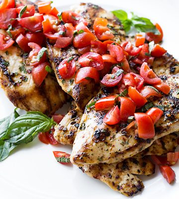 Grilled Chicken Breasts with Tomato-Basil Salsa | thecozyapron.com