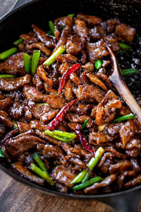 Mongolian Beef in Skillet | thecozyapron.com