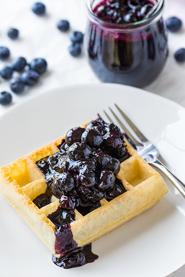 Blueberry Compote over Waffles | thecozyapron.com