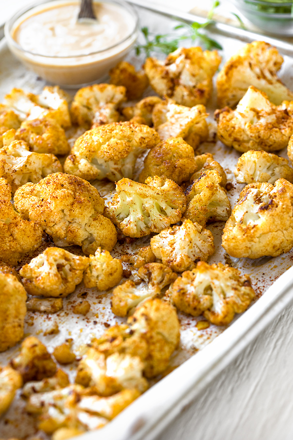 Roasted Cauliflower on Baking Sheet | thecozyapron.com