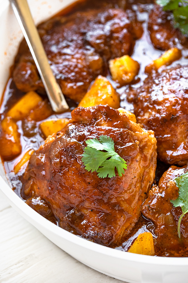 Pineapple Chicken with Spoon | thecozyapron.com