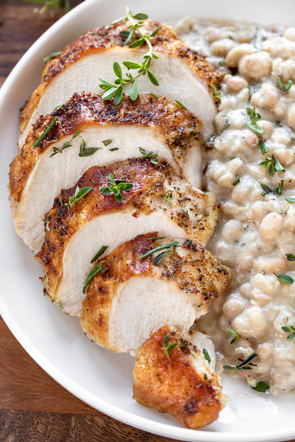 Roasted Chicken Breasts with White Beans | thecozyapron.com